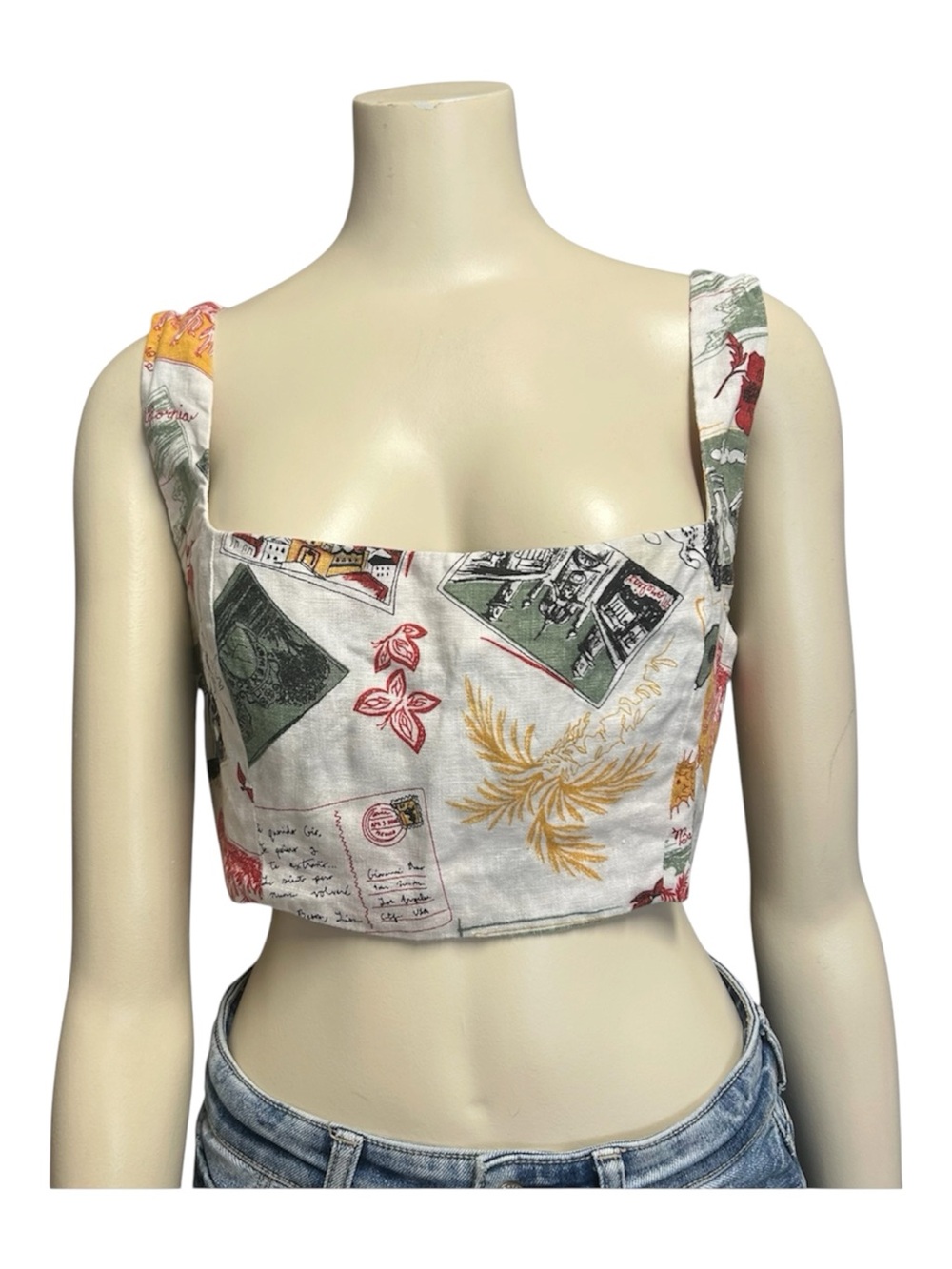 Reformation Womens Primo Vacaciones Linen Crop Top size 10